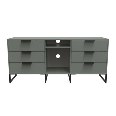 Beijing 6 Drawer Wide Sideboard In Reed Green (Ready Assembled) - image 1