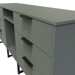 Beijing 6 Drawer Wide Sideboard In Reed Green (Ready Assembled) - thumbnail 4