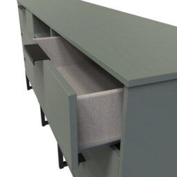 Beijing 6 Drawer Wide Sideboard In Reed Green (Ready Assembled) - thumbnail 5