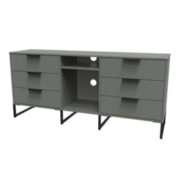 Beijing 6 Drawer Wide Sideboard In Reed Green (Ready Assembled) - thumbnail 3