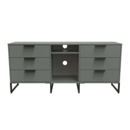 Beijing 6 Drawer Wide Sideboard In Reed Green (Ready Assembled) - thumbnail 1