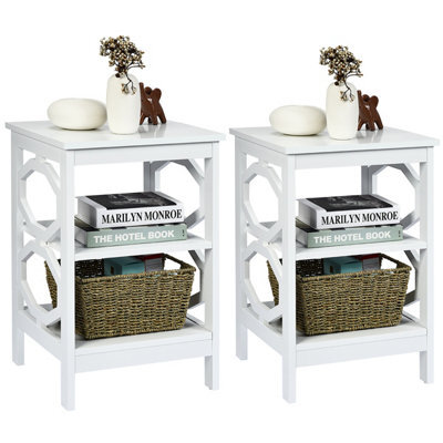 Costway Set Of 2 3-Tier Nightstand Sofa Bed Side Table Storage Display Stand With Shelf - image 1