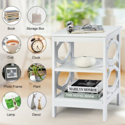 Costway Set Of 2 3-Tier Nightstand Sofa Bed Side Table Storage Display Stand With Shelf - thumbnail 4