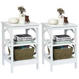 Costway Set Of 2 3-Tier Nightstand Sofa Bed Side Table Storage Display Stand With Shelf - thumbnail 1