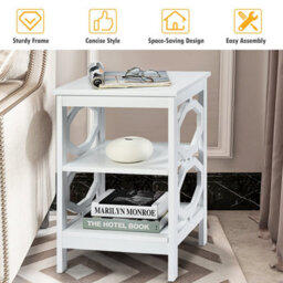 Costway Set Of 2 3-Tier Nightstand Sofa Bed Side Table Storage Display Stand With Shelf - thumbnail 2