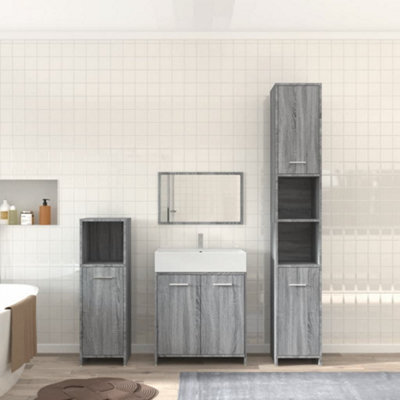 Berkfield 4 Piece Bathroom Furniture Set Grey Sonoma Engineered Wood - image 1