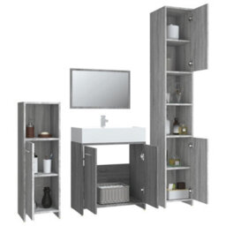 Berkfield 4 Piece Bathroom Furniture Set Grey Sonoma Engineered Wood - thumbnail 4