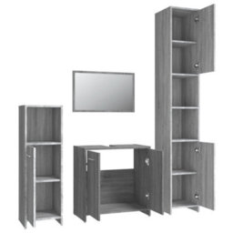 Berkfield 4 Piece Bathroom Furniture Set Grey Sonoma Engineered Wood - thumbnail 6
