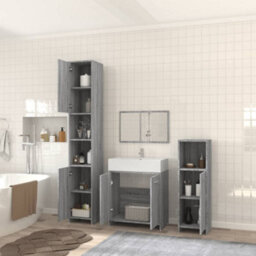 Berkfield 4 Piece Bathroom Furniture Set Grey Sonoma Engineered Wood - thumbnail 3