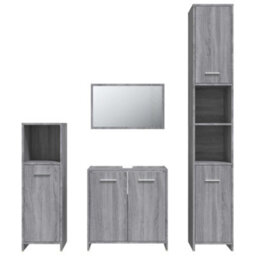 Berkfield 4 Piece Bathroom Furniture Set Grey Sonoma Engineered Wood - thumbnail 5