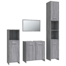 Berkfield 4 Piece Bathroom Furniture Set Grey Sonoma Engineered Wood - thumbnail 2