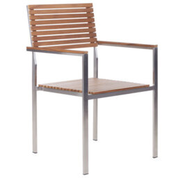 Beliani Set Of 6 Garden Chairs Viareggio Fsc Certified Teak Wood Brown - thumbnail 4