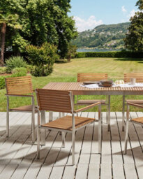 Beliani Set Of 6 Garden Chairs Viareggio Fsc Certified Teak Wood Brown - thumbnail 2