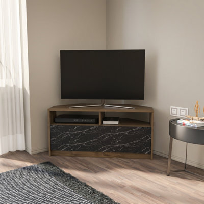 Decorotika Comero Corner Tv Stand For Tvs Up To 43'' Walnut & Black Marble Effect - image 1