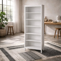 Wyld Haus Wildberry Matt White Wooden Bookcase 5 Shelves Modern Freestanding