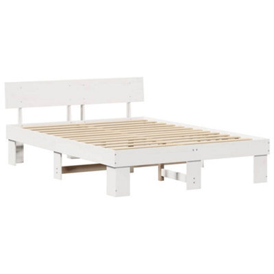 Berkfield Modern With Headboard White 160 X 200 Cm Solid Pine Wood - image 1