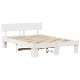 Berkfield Modern With Headboard White 160 X 200 Cm Solid Pine Wood - thumbnail 1