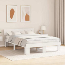 Berkfield Modern With Headboard White 160 X 200 Cm Solid Pine Wood - thumbnail 4