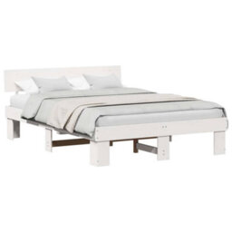 Berkfield Modern With Headboard White 160 X 200 Cm Solid Pine Wood - thumbnail 3