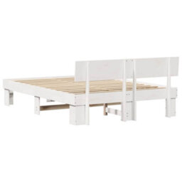 Berkfield Modern With Headboard White 160 X 200 Cm Solid Pine Wood - thumbnail 7