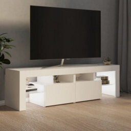 Berkfield Tv Cabinet With Led Lights White 140X36.5X40 Cm - thumbnail 4