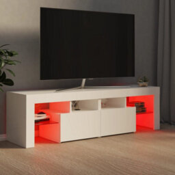 Berkfield Tv Cabinet With Led Lights White 140X36.5X40 Cm - thumbnail 6