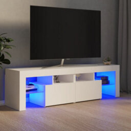 Berkfield Tv Cabinet With Led Lights White 140X36.5X40 Cm - thumbnail 1
