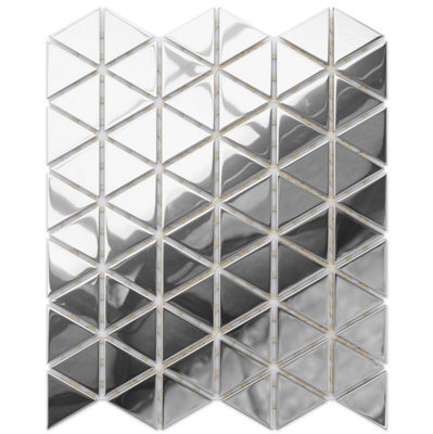 Ilcom Glass Mosaic On Mesh For Bathroom Or Kitchen 263mm X 303mm - Mirror Reflection - image 1