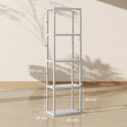 Homcom Led Floor Lamp With Glass Shelves, Dimmable Room Lamp, Grey - thumbnail 3