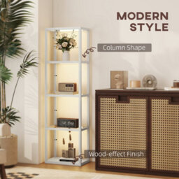 Homcom Led Floor Lamp With Glass Shelves, Dimmable Room Lamp, Grey - thumbnail 8