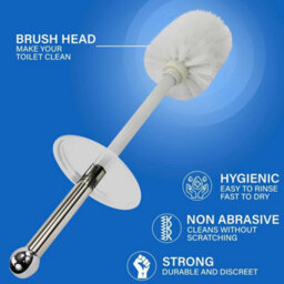 Stainless Steel Toilet Cleaning Brush & Holder Free Standing Set - thumbnail 3