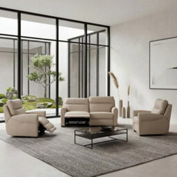 Xample Nicoletti Atlanta Beige Leather Power Reclining Armchair, Top Grain Italian Leather, Pocket Sprung Cushions, High Back Design - thumbnail 7