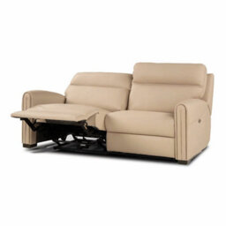 Xample Nicoletti Atlanta Beige Leather Power Reclining Armchair, Top Grain Italian Leather, Pocket Sprung Cushions, High Back Design - thumbnail 3