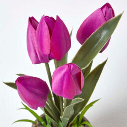 Homescapes Artificial Dark Purple Handcrafted Tulips In Grey Decorative Stone Pot, 27 Cm - thumbnail 4