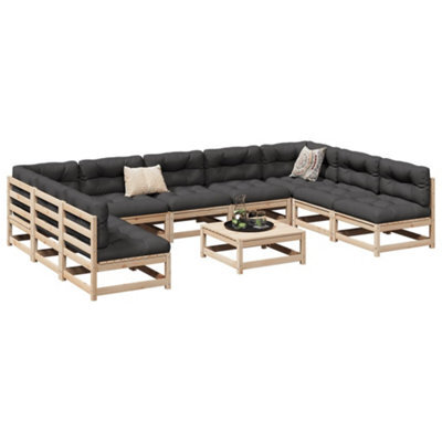 Berkfield 10 Piece Garden Sofa Set Solid Wood Pine - image 1