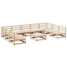 Berkfield 10 Piece Garden Sofa Set Solid Wood Pine - thumbnail 2