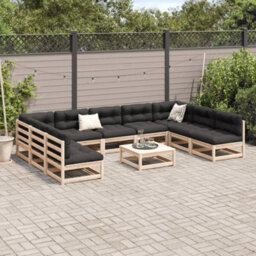Berkfield 10 Piece Garden Sofa Set Solid Wood Pine - thumbnail 3