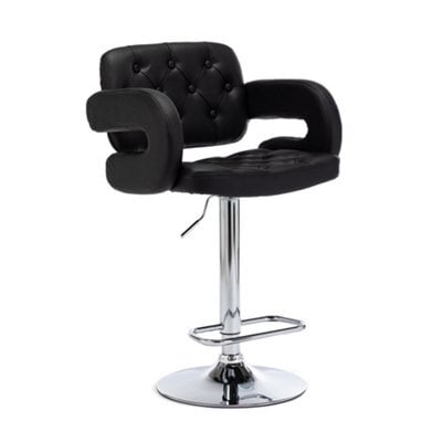 Hnnhome Mercury Pu Swivel Faux Leather Breakfast Kitchen Bar Stool Pub Barstool (Black) - image 1