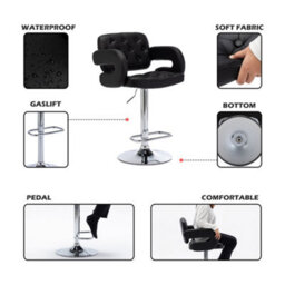 Hnnhome Mercury Pu Swivel Faux Leather Breakfast Kitchen Bar Stool Pub Barstool (Black) - thumbnail 2