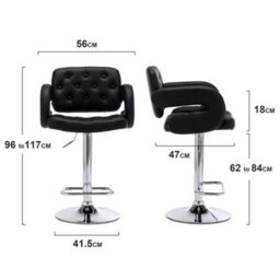 Hnnhome Mercury Pu Swivel Faux Leather Breakfast Kitchen Bar Stool Pub Barstool (Black) - thumbnail 3