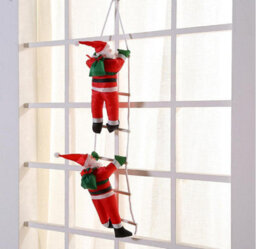 Amorly 25Cm Santa Claus Climbing Ladder Hanging Ornament, 2 Santa Figures On Rope Ladder, Christmas Tree Pendant For Home - thumbnail 1