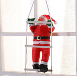 Amorly 25Cm Santa Claus Climbing Ladder Hanging Ornament, 2 Santa Figures On Rope Ladder, Christmas Tree Pendant For Home - thumbnail 2