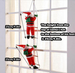 Amorly 25Cm Santa Claus Climbing Ladder Hanging Ornament, 2 Santa Figures On Rope Ladder, Christmas Tree Pendant For Home - thumbnail 5