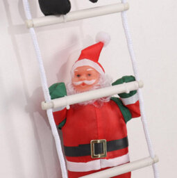 Amorly 25Cm Santa Claus Climbing Ladder Hanging Ornament, 2 Santa Figures On Rope Ladder, Christmas Tree Pendant For Home - thumbnail 4