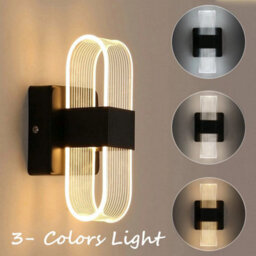 12W Acrylic Led Wall Lamp Modern Indoor Wall Light 3 Colors Black Sconce Bedroom - thumbnail 3
