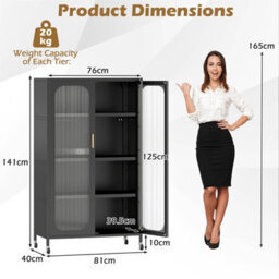 Gainoom 2-Door Black Metal Storage Cabinet 5-Tier Tall Kitchen Pantry - thumbnail 2