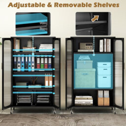 Gainoom 2-Door Black Metal Storage Cabinet 5-Tier Tall Kitchen Pantry - thumbnail 6