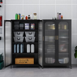 Gainoom 2-Door Black Metal Storage Cabinet 5-Tier Tall Kitchen Pantry - thumbnail 5