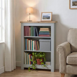 3Tier  Grey Wooden Bookcase Shelf Shelving Tall Display Storage Wood Unit Stand - thumbnail 4