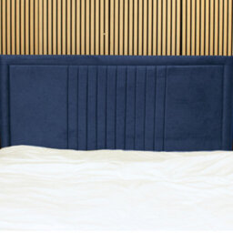 "Urban Textures - Veneto Luxury 20"" High Plush Velvet Fabric Upholstered Line Headboard - Navy"